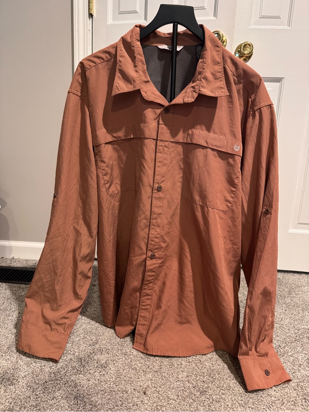 Wrangler Men's Button-Front Shirt Jacket in Rust Brown